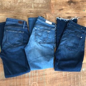 3 pairs of jeans sz 28 AG Paige 7 inseam 24-26
